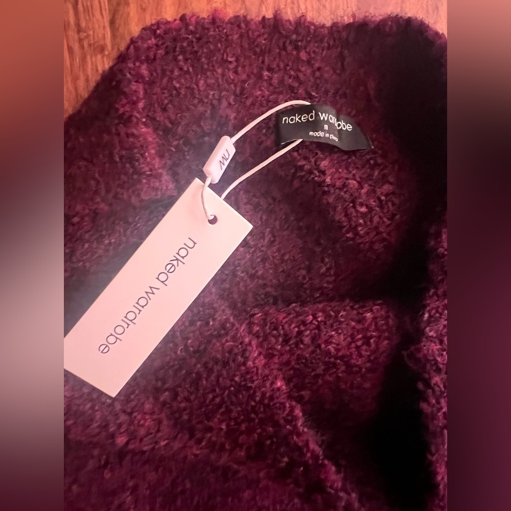 NWT Naked wardrobe burgundy boucle skirt - Picture 2 of 2